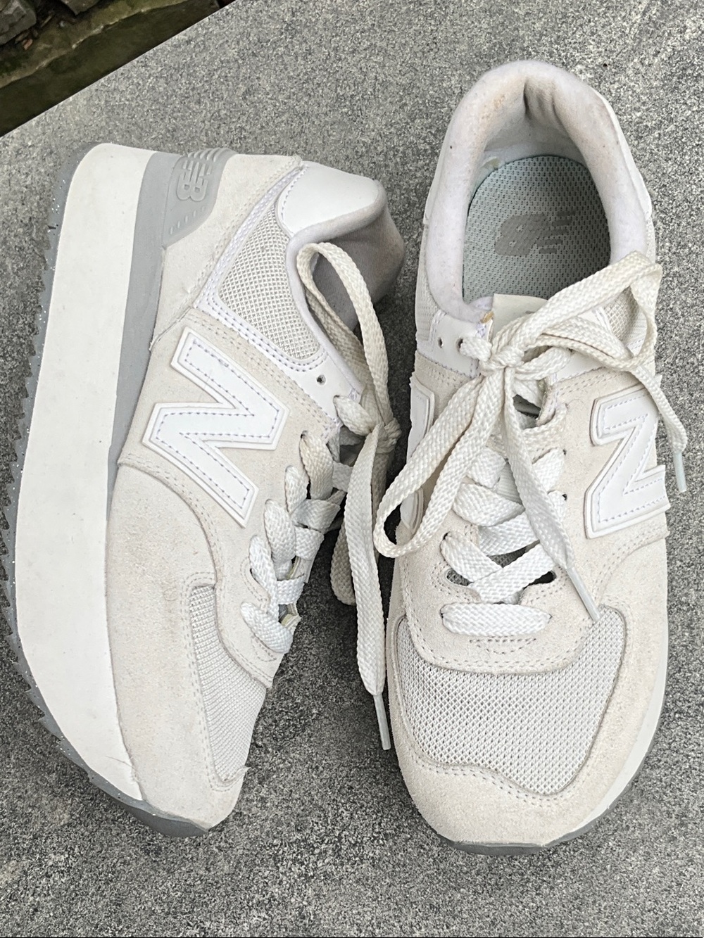 New Balance Women's Cream Suede & Mesh Platform Sneakers